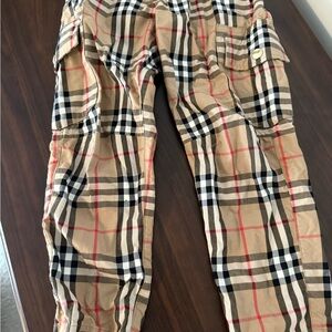 Burberry Beige and Black Checkered Trousers